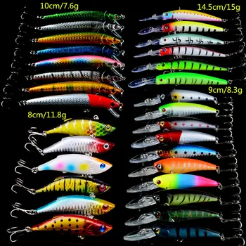 Hot 30pcs/Lot High Quality Fishing lure Mixed 4 Models or 30 Color Minnow lure Fishing Tackle VIB Lures Mix Fishing Bait