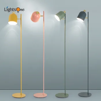

Nordic classic creative living room bedroom study desk floor light Macaron wrought iron vertical floor lamp