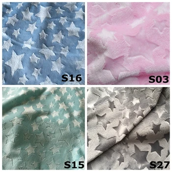 

ZENGIA 100x150cm Stars Embossed Minky Fleece Fabric Micro Mink DIY Sew Blanket Toy Fabric