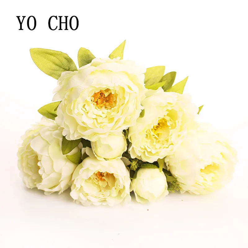 YO CHO 7 головок/Букет. Шелк/имитация/искусственный цветок Пион цветок букет для свадебного стола аксессуар украшение дома