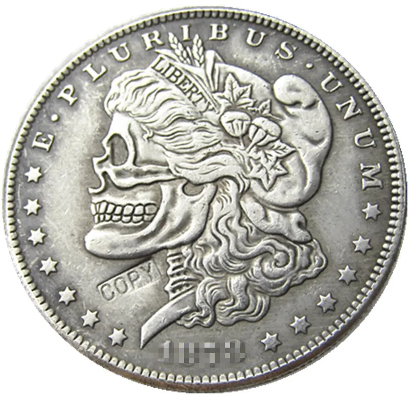 

US Head-To-Head Two Face 1878/1879 Morgan Dollar skull zombie skeleton Silver Plated Copy Coins