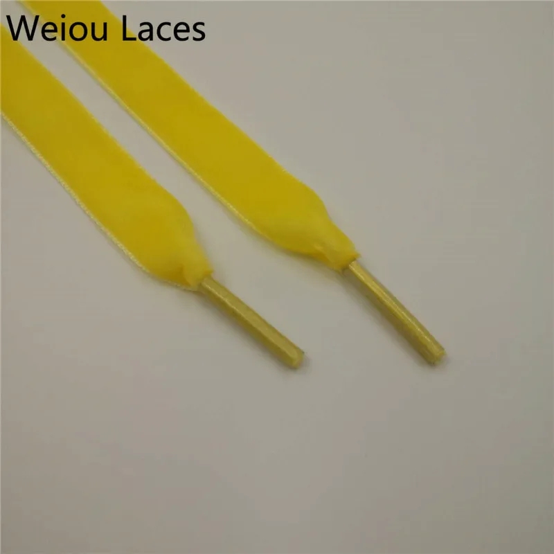 Weiou 1,27 см(1/2 дюйма) ширина пластиковые наконечники плоские односторонние сверхпрочные вельветовые шнурки Ленточные шнурки для обуви для детей женщин - Цвет: 1615-1 Yellow
