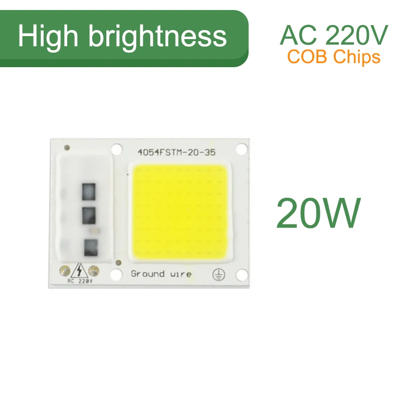 Kaguyahime 5 Вт~ 100 Вт AC 220 В интегрированная COB Светодиодная лампа чип 50 Вт 30 Вт 20 Вт 10 Вт смарт IC драйвер люменов для DIY прожектор - Испускаемый цвет: COB 20W