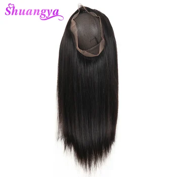 

Brazilian Straight Hair 360 Lace Frontal Closure Mediun Brown Free Part 100% Human Hair 120% density Shuangya Remy Hair