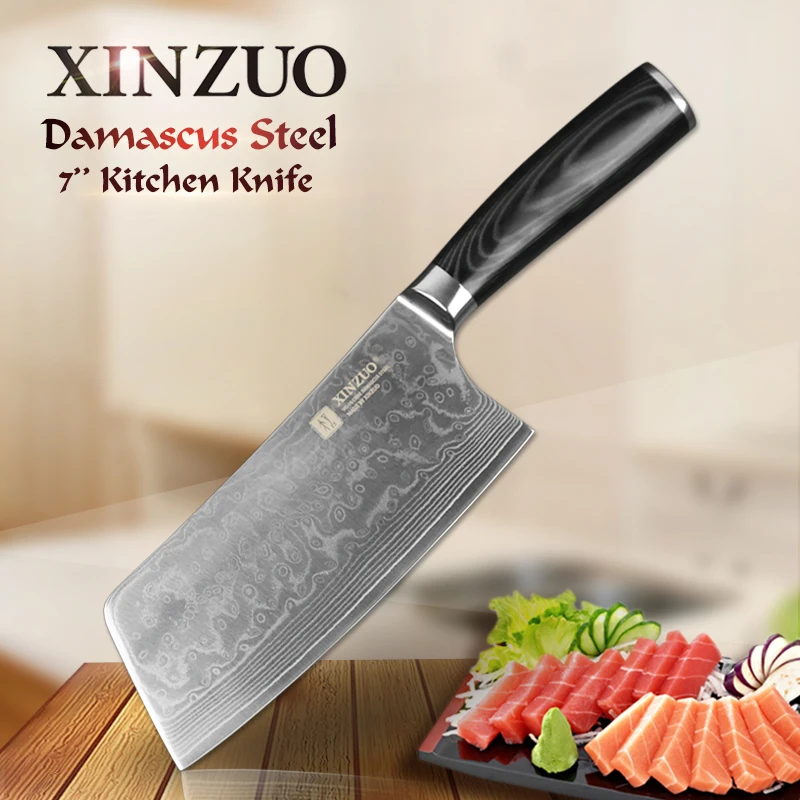 XINZUO 7inch kitchen knife 73 layer Japanese VG10 Damascus vg10 chef knife china woman chef knife