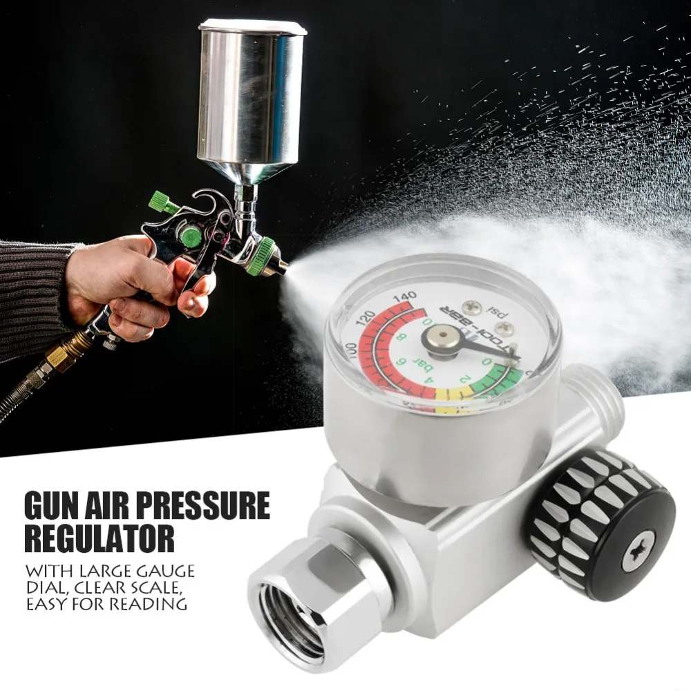 1Pcs Air Pressure Regulator Spray Gun Pressure Regulator With Gauge