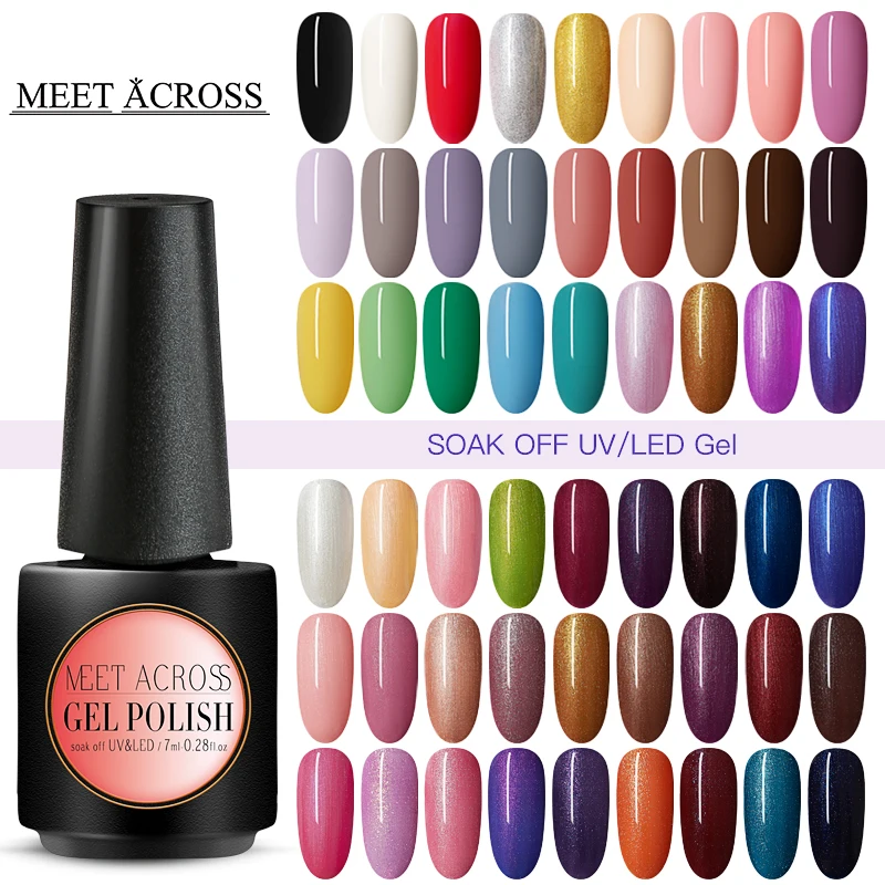 

MEET ACROSS UV Gel Varnish Nail Polish Set For Manicure Gel Nail Polish Semi Permanent Hybrid Nails Art Off Prime Red Gellak