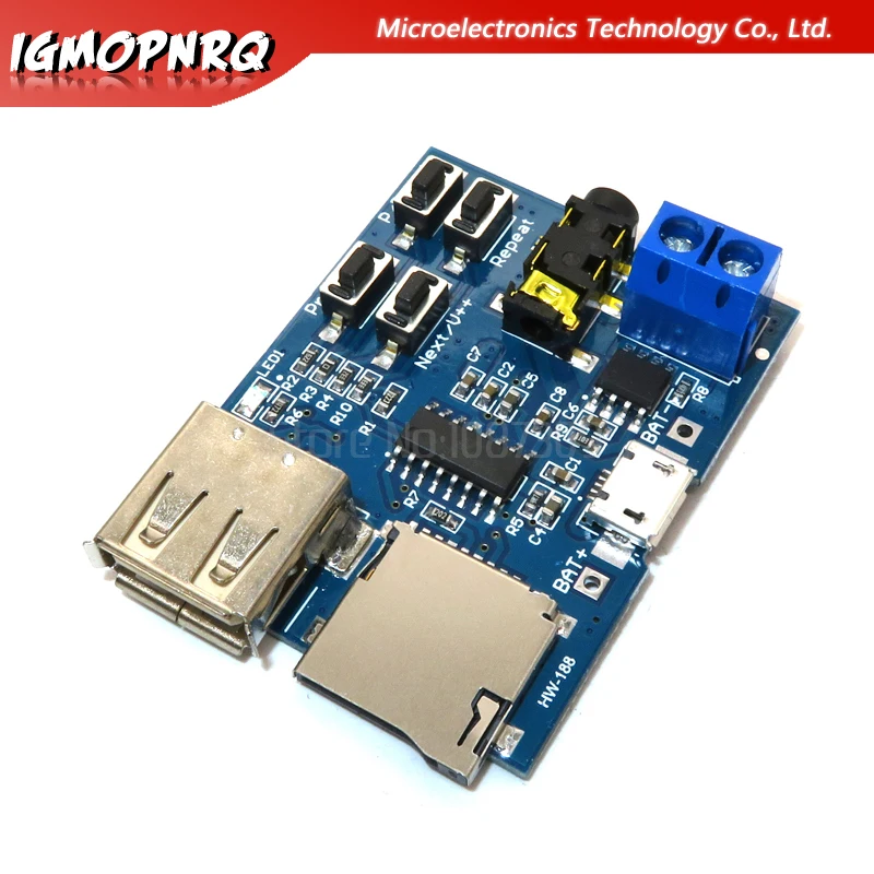 

1pcs MP3 Lossless Decoding Board Audio Module With Power Amplifier TF Card U Disk MP3 Format Music Module Decod Board