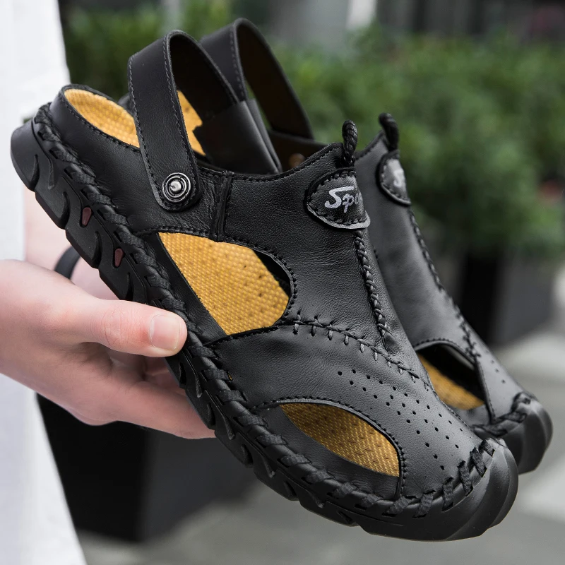 New Men Sandals Summer Casual Shoes Beach Sandals Genuine Leather Sandals