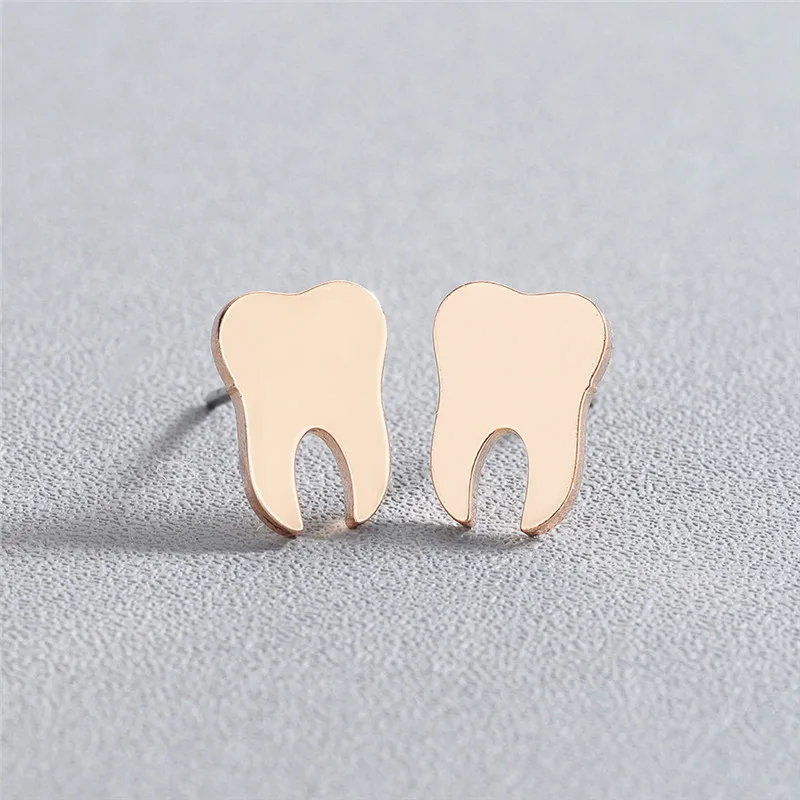 Стоматологический зуб серьги гвоздики для женщин мужчин Доктор Медсестры ювелирные изделия в стиле минимализма маленькие серьги медицинский подарок на выпускной
