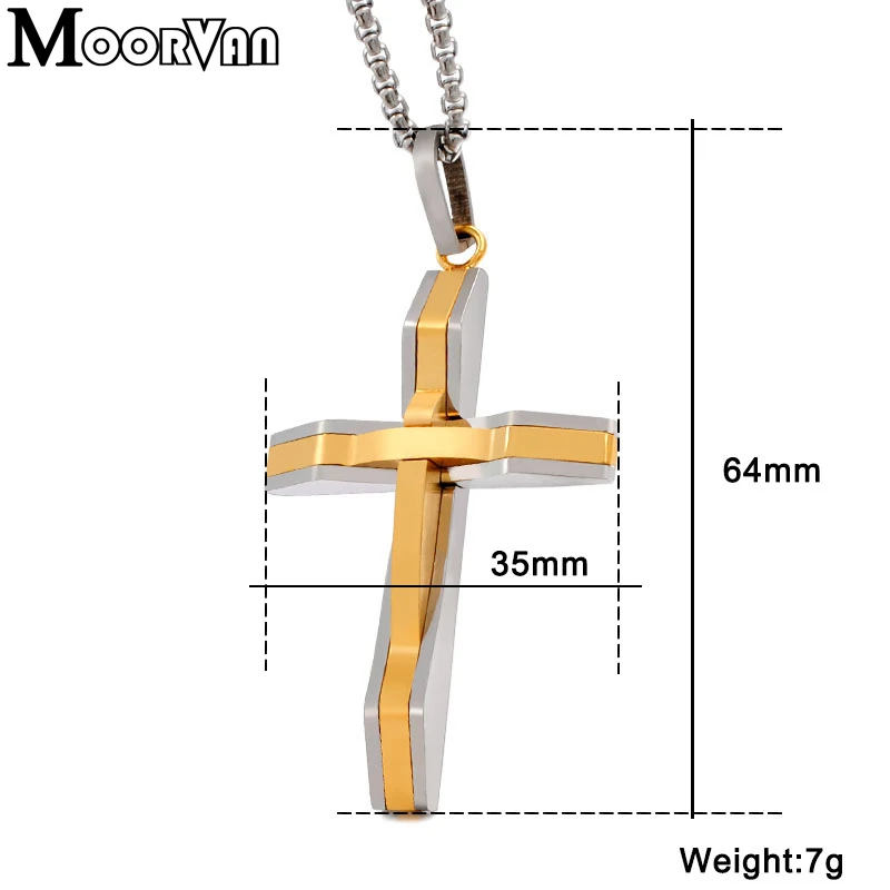 Moorvan крест кулон ожерелье Мужская нержавеющая сталь распятие ювелирные изделия женские ожерелья Панк Мода волны в форме
