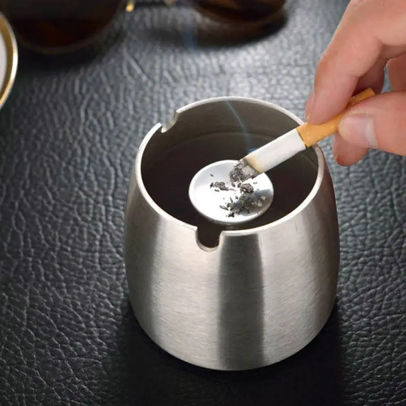 

Creative Stainless Steel Smokeless Round Ashtray Round Shape Ashtray Unbreakable Home Gadgets Cigarette Holder