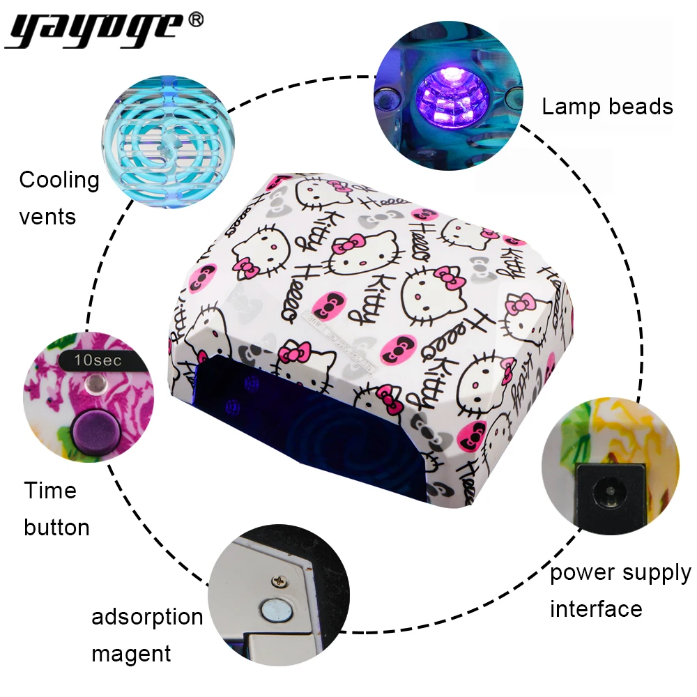

YAYOGE Nail Dryer Auto Sensing 36W UV LED Lamp Quick Building 3 timing modes 10s/30s/60s For All Nail Gel Salon High Quailty