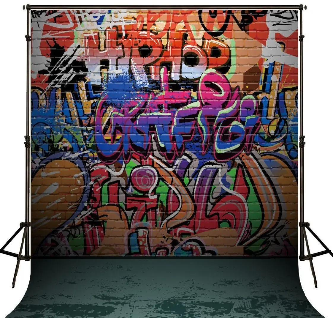

hip hop photo backdrop Vinyl cloth High quality Computer printed Graffiti photo studio background