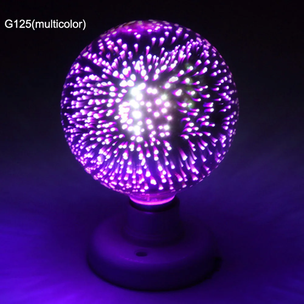 E27 6W 3D украшения лампочки красочные фейерверк свет светодиодный лампа A60 ST64 G80 G95 G125 Рождество праздник декоративные