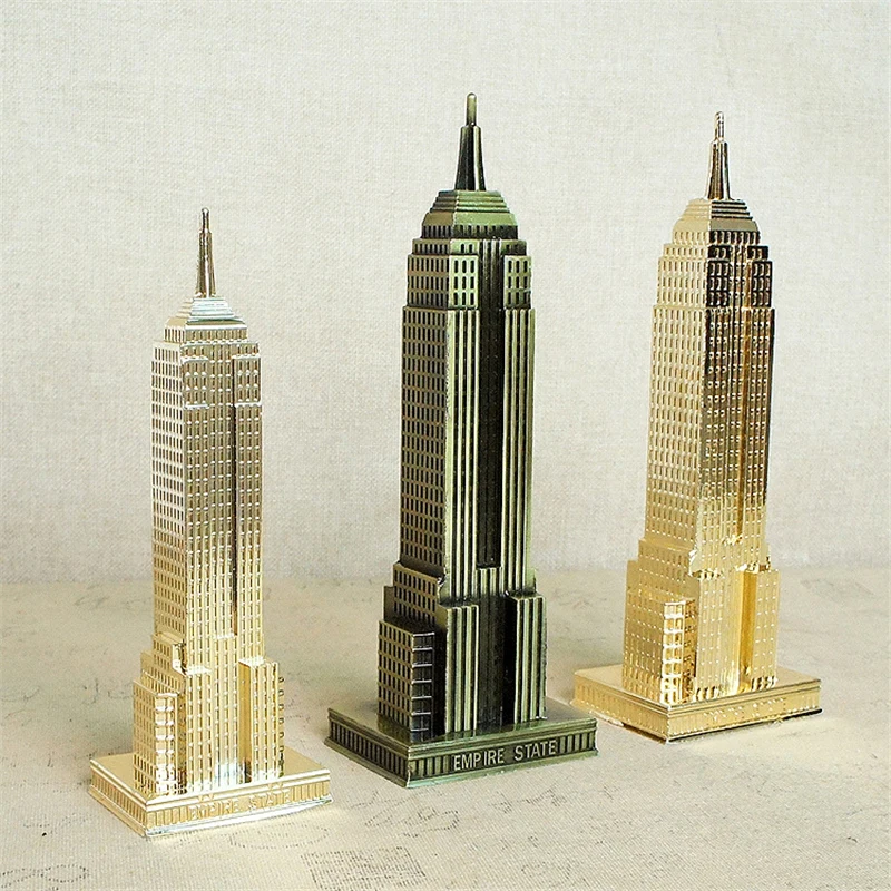 18cm/22cm Bronze Gold Empire State Building Model Statue Metal Plating Souvenirs Office Ornaments Gift New York Architecture
