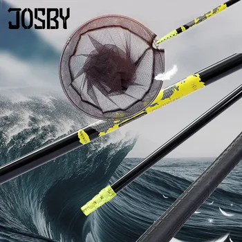 

JOSBY Fishing Pole 2.1m-3m ultralight Retractable Telescoping Landing hand Net carbon Pole Foldable Fishing net Pole Gear