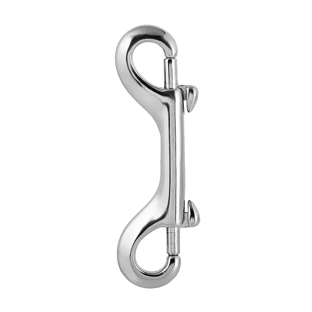 MagiDeal Marine Grade Stainless Steel Double End Bolt Snap Buckle Diving Silver Double End Snap Hook 