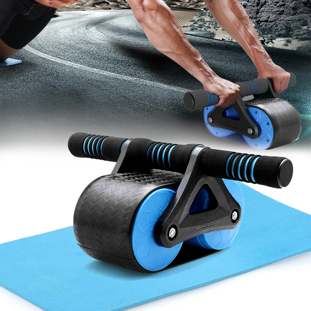 

Abdominal muscles Keep Fit Wheels More effective Double Wheel Ab Roller With Mat For Exercise Fitness Equipment