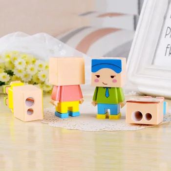 

Color Random Cartoon Creative Double Hole Building Block Villain Automatic Pencil Sharpener Stationery Gifts School Supplies