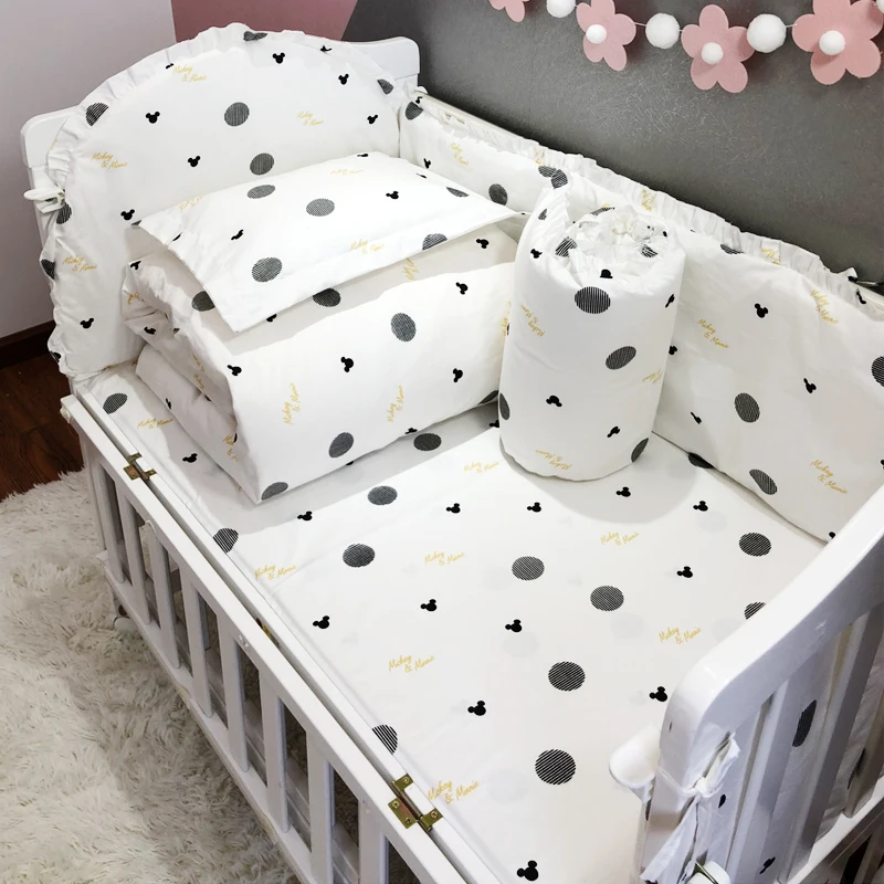 5 pcs set Crib bed surrounded cotton bumpers baby breathable bedding