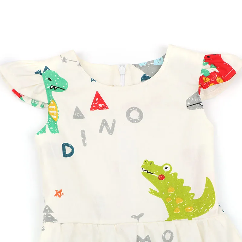 Funny Dinosaur Printing Girls Dress Kids Clothes Children Flower Princess Sleeveless Dresses Summer Beach Baby (7)