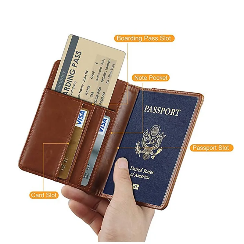إكسسوارات السفر جواز سفر حامل غطاء خمر بو الجلود النساء الرجال RFID الأعمال الائتمان محفظة حقيبة للتخزين المنظم بطاقة