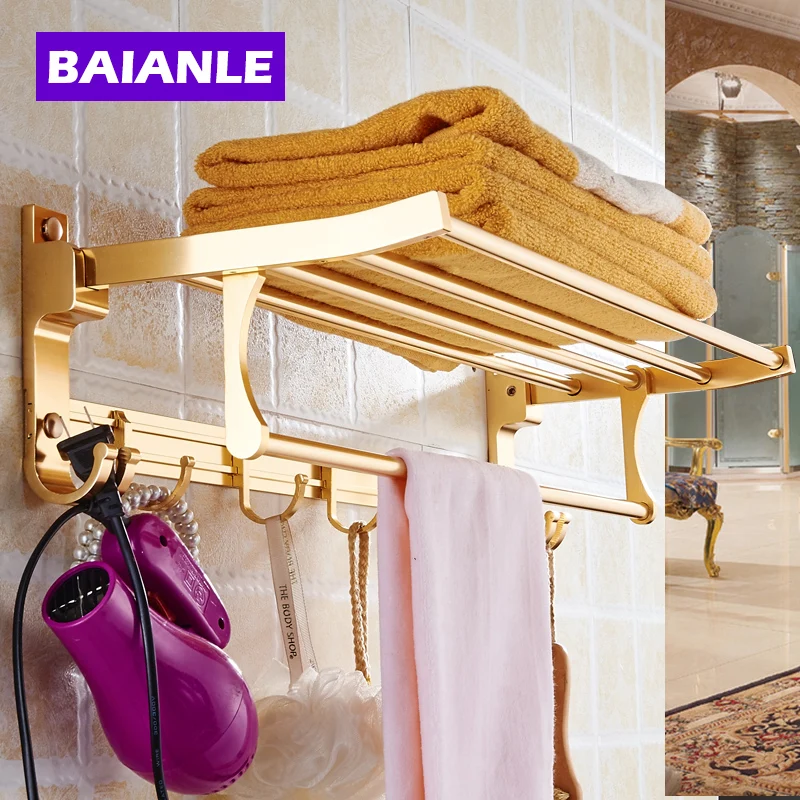 Brief Silver/Golden Towel Rack With Hooks of Space ...