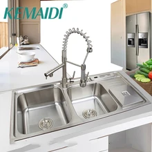 KEMAIDI 920 мм x 450 мм кухонная раковина из нержавеющей стали сосуд набор с кран двойные раковины Кухонная Раковина Кухонная мойка туалетный столик