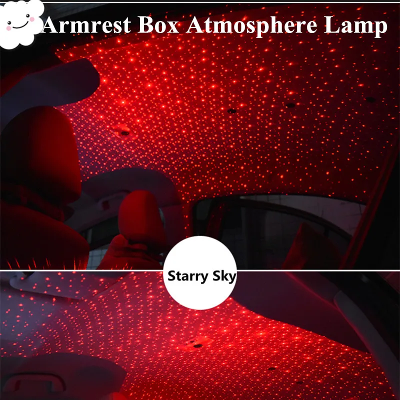 

2019 New 3 Model 5V Car Roof Starry Sky Meteor Atmosphere Light Armrests Projection Laser lamp Interior Decorative Red Ligth