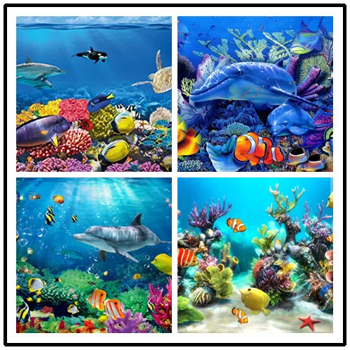 

LIPHISFUN Needlework Diamond Painting 5D Embroidery Full Drill Home Decoration Square/round Animal Fish Coral