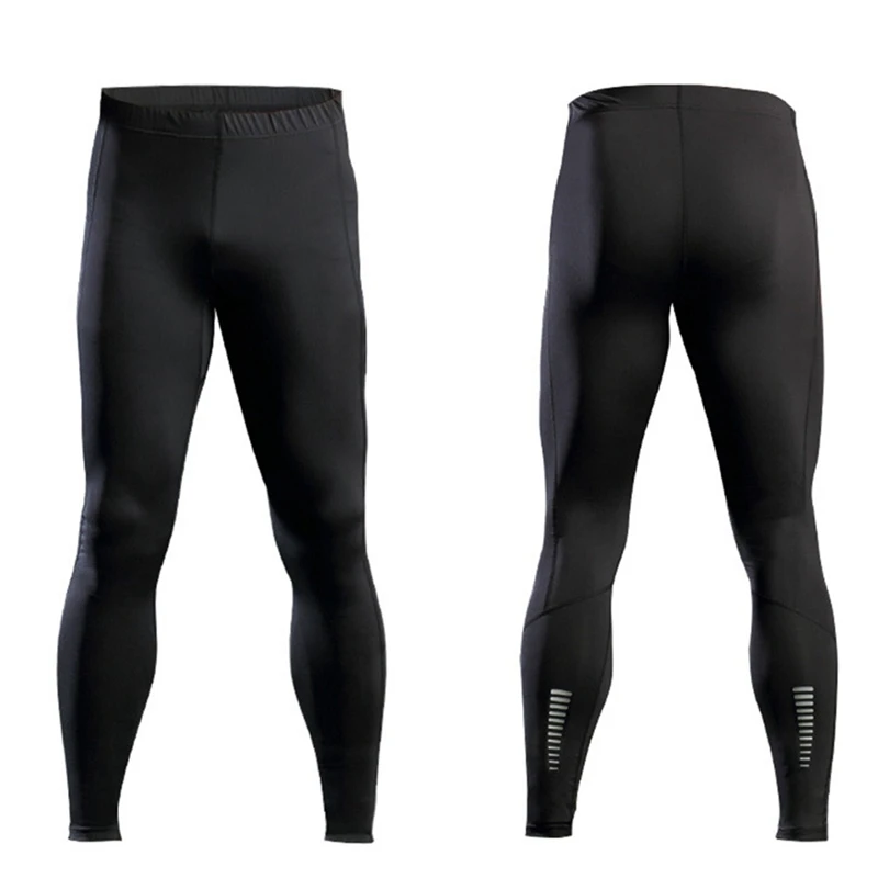 

Men's Elastic Anti-sweat Breathable Reflective Sports Running Fitness Training Base Layer Tights Leggings Compression Pants