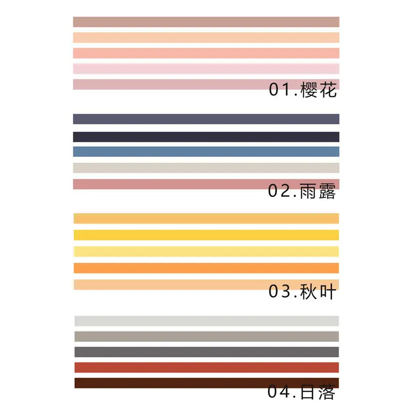 5Pcs Pure Color Tape Stickers Notebook Letters Cards Crafts and Scrapbooking Decor Planner Notes Decorations Accessories