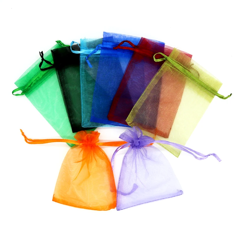 10pcs (9 Size) Gift Bag Jewelry Packaging Organza Bag Pouche Jewelry Packing Bag Birthday Party Decor Wedding Christmas Supplies