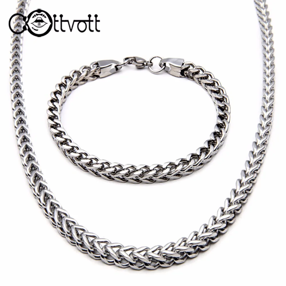 

Stainless Steel Necklace Bracelet Set Silver Color Snake Chain Men Choker Necklace Jewelry Sets Wholesale Drop Shipping MS104