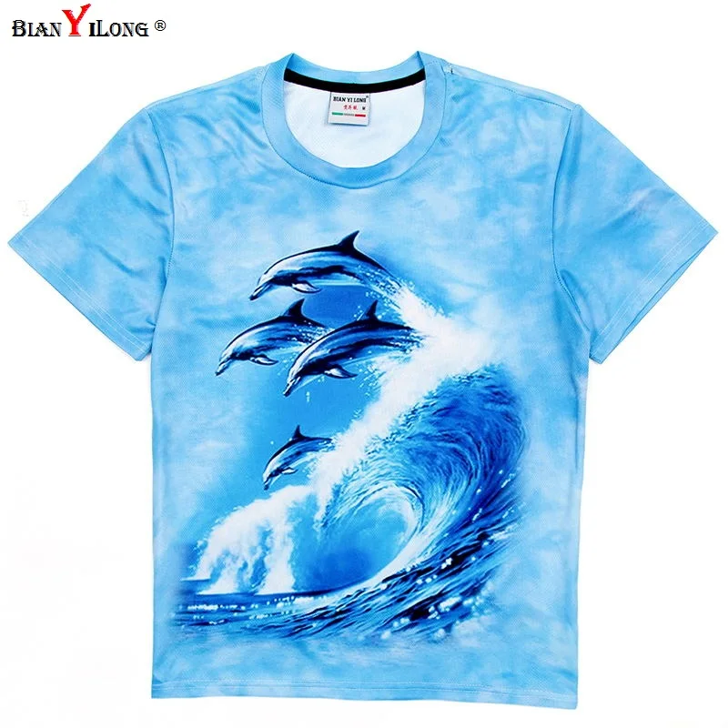 

BIANYILONG 3D T shirt Summer Fashion Fish And Sea Pirnt T-shirts Short Sleeve Tops & Tees Men And Women T-shirts Plus Size