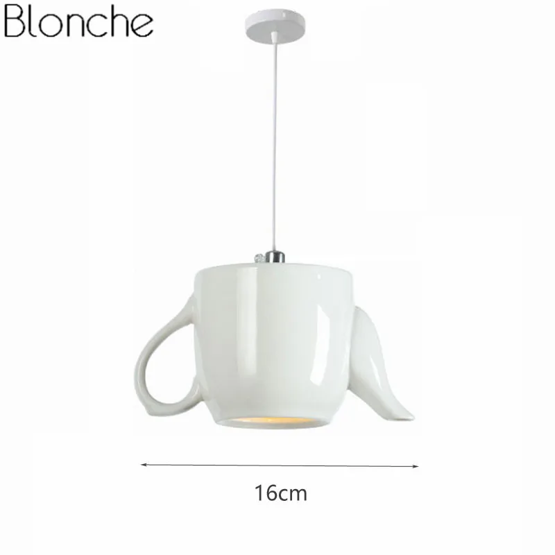 Modern Ceramic Led Pendant Lights Tea Cup Teapot Hanglamp Nordic Hanging Lamp Home Decor Dining Room Kitchen Lighting Fixtures - Цвет корпуса: F