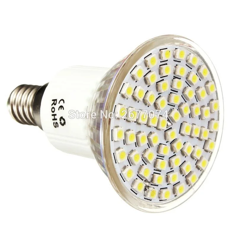 

3w led warm white E14 60SMD 3528 550-600LM AC220V Warm White or White Dimmable Decorative LED Spotlight 1PCS JTFL155-1