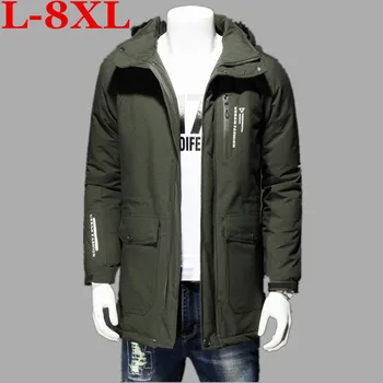 

Plus size 8XL 6XL 5XL 2018 Top Quality Warm Men's Warm Winter Jacket Windproof Casual Outerwear Thick Medium Long Coat Men Parka