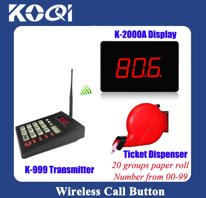

Simple Queue Pager System wireless service equipment K-999 keypad with K-2000A receiver K-T ticket dispenser