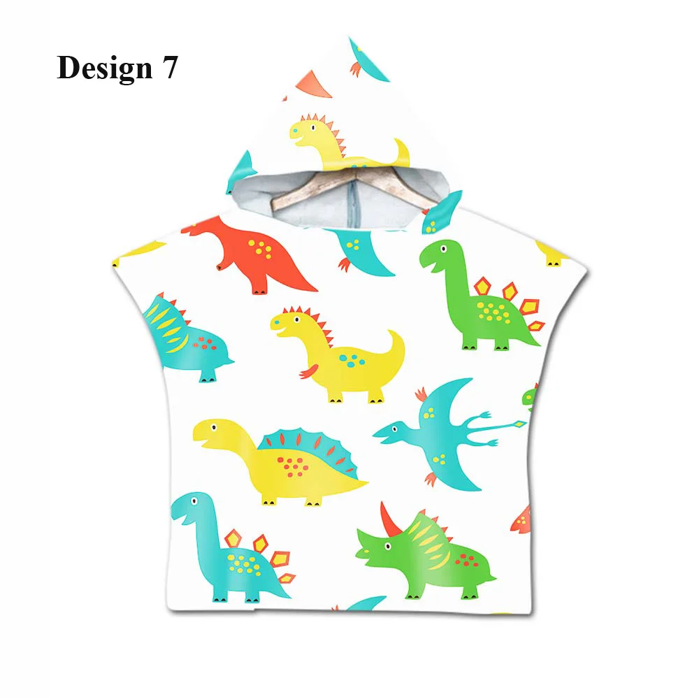 Новинка, подарок милые с принтом динозавра из микрофибры для малышей и детей постарше, Детская куртка с капюшоном, Полотенца бассейн Ванна пляжное полотенце-пончо, накидка - Цвет: Design 7