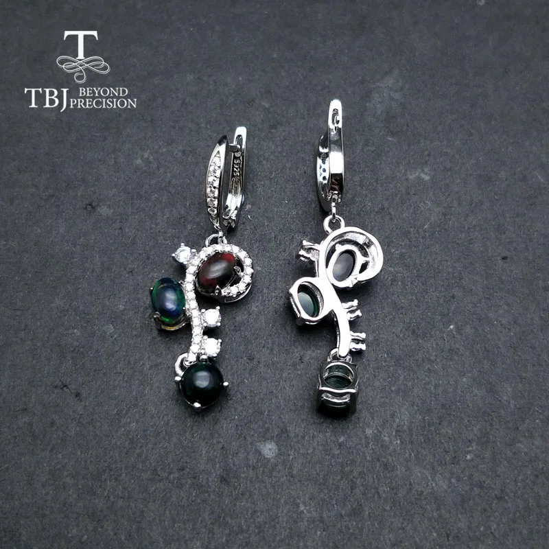 Женские серьги с овальными опалами TBJ ювелирные украшения природными черными