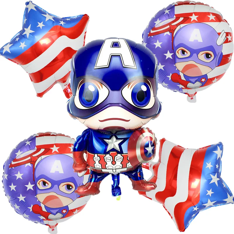 

5pcs/set The Avengers Alliance Foil Balloons Birthday Wedding Party Decor Captain America Theme Balloon Classic Kids Toys ballon