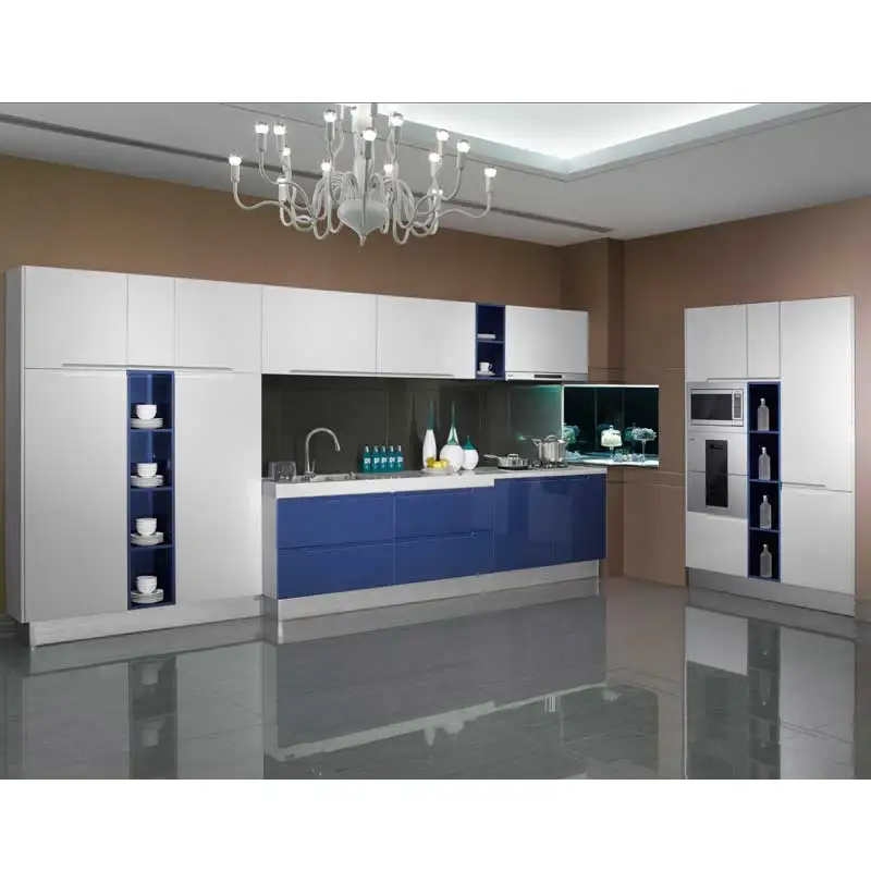 Flashing White blue High gloss lacquer Guangzhou Wholesale export Appliance Custom Kitchen ...