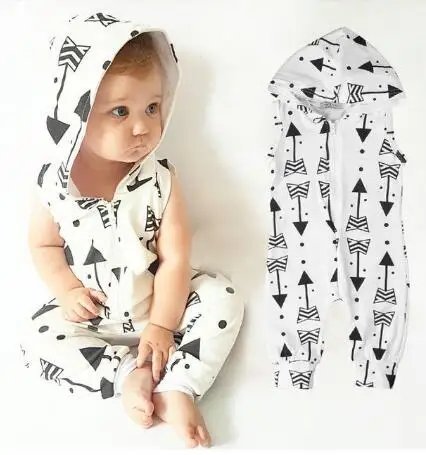 

2019 Hot sell baby boy girl clothes Newborn Hooded Cotton sleeveless baby rompers Infant clothing jumpsuit casual suits Playsuit