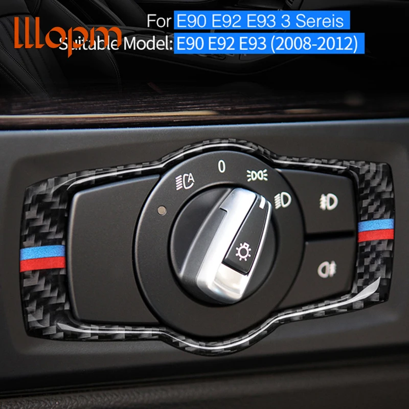 Для BMW E90 E92 E93 2008 2012Interior из углеродного волокна переключатель фар кнопки крышка