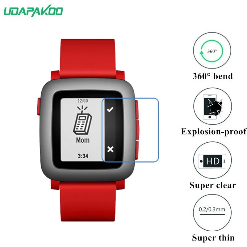 

udapakoo clear Tempered soft glass film for Pebble Time Nano Explosion-proof glass Screen Protector