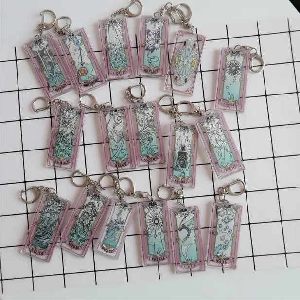 

Anime Card Captor Sakura Acrylic Colorful Card Base Clear card patterns key chains Cosplay props Magic Cards free shipping