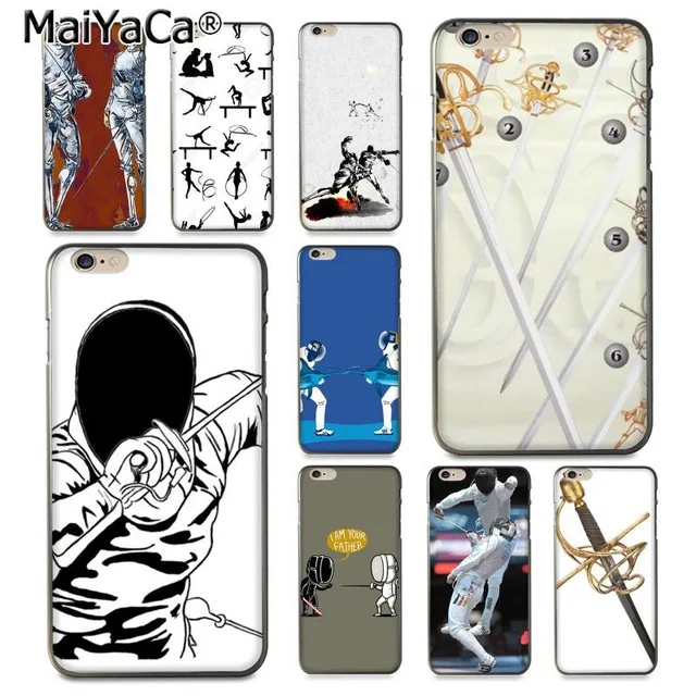 

MaiYaCa Sports Fencing swords for iPhone 4 5C 5S 6S 7 8 Plus X XR XS MAX for Samsung Black Soft Shell Phone Case Rubber Silicone