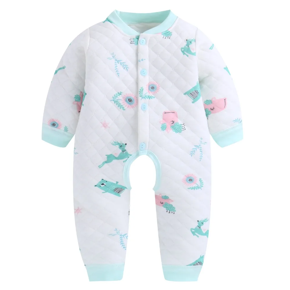 

2018 Fashion Baby Rompers Winter Warm Quilted Long Sleeve One Pieces Clothes Newborn Baby Girls Boys Cute Jumpsuits 0-24 Months